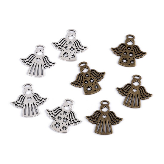 Pendant / charm angel 27x28 mm - Platinum (2 Pieces)