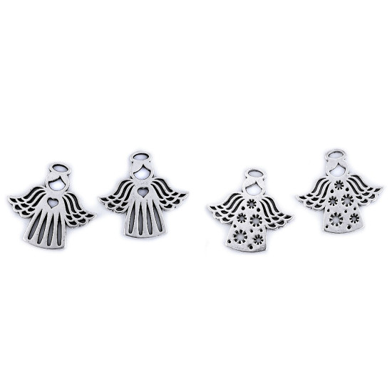 Pendant / charm angel 27x28 mm - Platinum (2 Pieces)