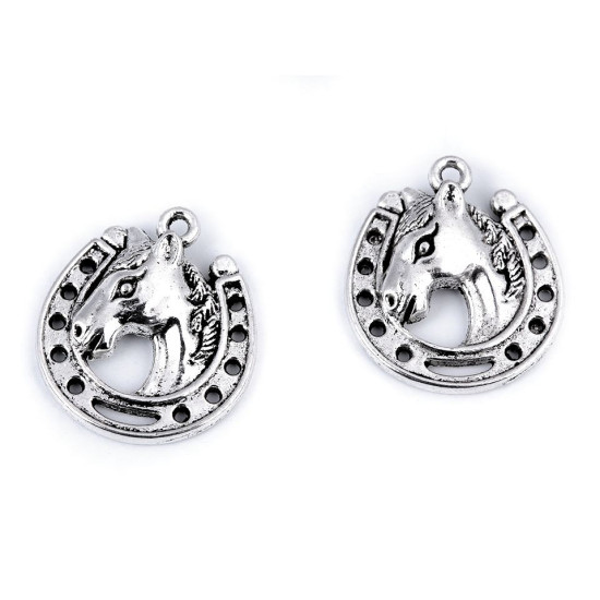 Anhänger pferd mit hufeisen 18x21 mm - Platine (5 Stücke) Anhänger pferd mit hufeisen 18x21 mm - Platine (5 Stücke)