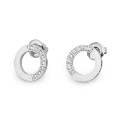 Aros de acero inoxidable, triángulos con pedrería - Plata (1 Par)