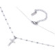 Stainless steel necklace, cross with rhinestones - Silver (1 Piece) Stainless steel necklace, cross with rhinestones - Silver (1 Piece)