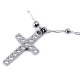 Stainless steel necklace, cross with rhinestones - Silver (1 Piece) Stainless steel necklace, cross with rhinestones - Silver (1 Piece)