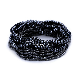 Multi-row bead stretch bracelet 18 pcs/set - Gray hematite (1 Set)