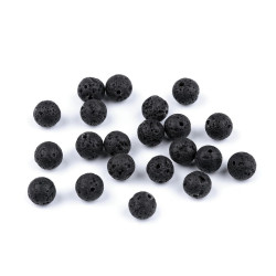 Mineral / gemstone beads lava ø8 mm - Black lava (11 Pieces)