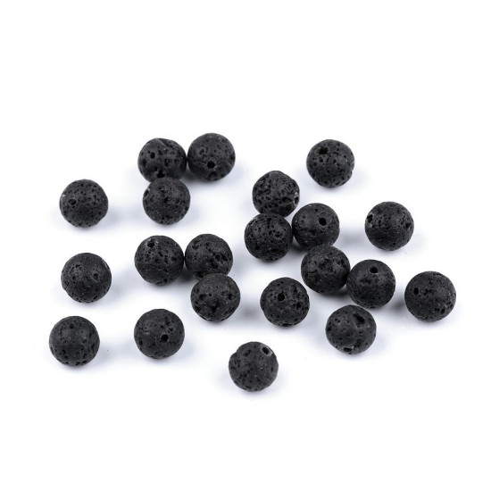 Mineral / gemstone beads lava ø8 mm - Black lava (11 Pieces) Mineral / gemstone beads lava ø8 mm - Black lava (11 Pieces)