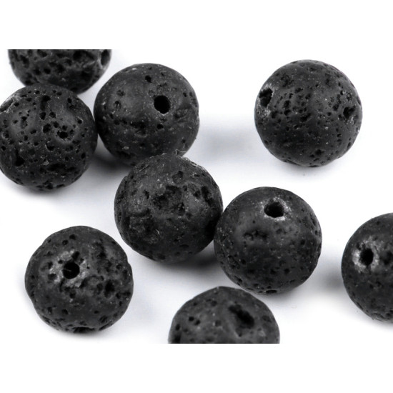Mineral / gemstone beads lava ø8 mm - Black lava (11 Pieces) Mineral / gemstone beads lava ø8 mm - Black lava (11 Pieces)