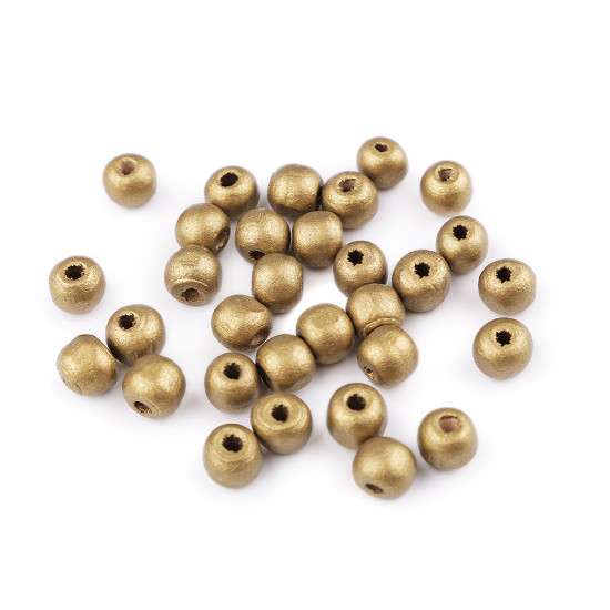Dřevěné korálky metalické ø10 mm - Stříbrná (100 Gramy) Dřevěné korálky metalické ø10 mm - Stříbrná (100 Gramy)