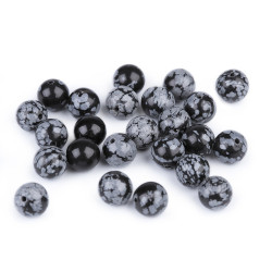 Abalorios minerales/piedras preciosas obsidiana copo de nieve ø8 mm - Escama de obsidiana (11 Piezas)