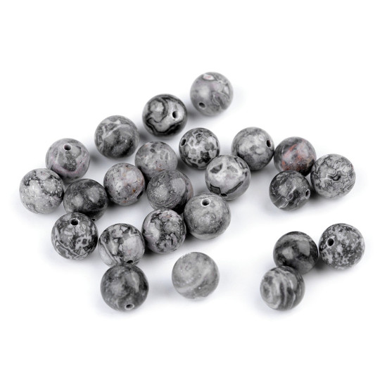 Perle minerali - marmo, ø 8 mm - Grigio (44 Pezzi) Perle minerali - marmo, ø 8 mm - Grigio (44 Pezzi)