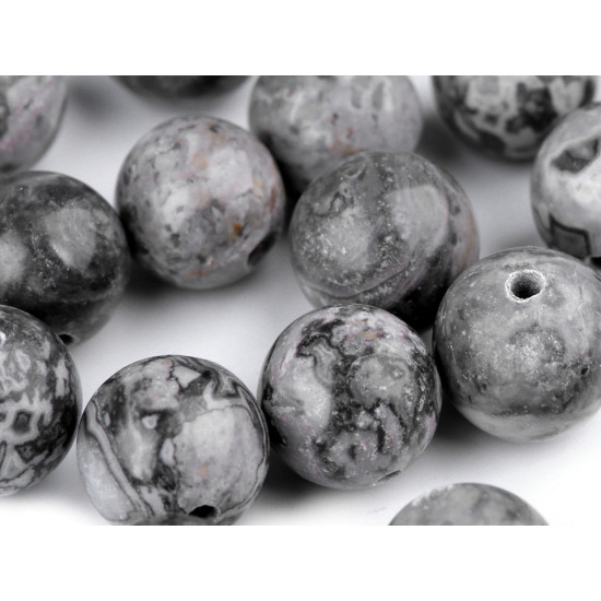 Perle minerali - marmo, ø 8 mm - Grigio (44 Pezzi) Perle minerali - marmo, ø 8 mm - Grigio (44 Pezzi)