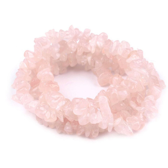 Gemstone mineral chips beads on string rose quartz - Rose quartz (1 String) Gemstone mineral chips beads on string rose quartz - Rose quartz (1 String)