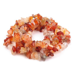 Gemstone mineral chips beads on string karneol - Carnelian (1 String)