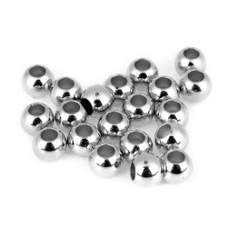 Koraliki plastikowe metalic duży otwór do przewlekania 8x10 mm - Srebrny (1200 Sztuki)