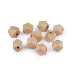 Koraliki drewniane nielakierowane 12x12 mm - Naturalny (10 Sztuki)
