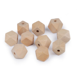 Dřevěné korálky nelakované 15x15 mm - Přírodní (10 Kusy)