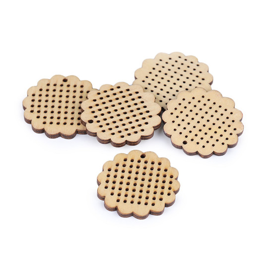 Kanwa drewniana / baza do haftu ø45 mm kwiatek, serce - Naturalny (20 Sztuki) Kanwa drewniana / baza do haftu ø45 mm kwiatek, serce - Naturalny (20 Sztuki)
