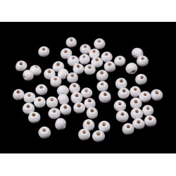 Koraliki drewniane ø6 mm - White (10 Gramy)