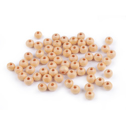 Koraliki drewniane ø6 mm - Naturalny jasny (10 Gramy)