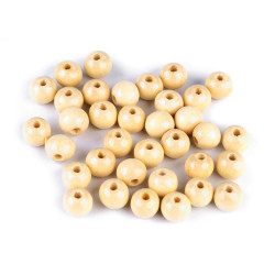 Koraliki drewniane ø10 mm - Naturalny jasny (100 Gramy)