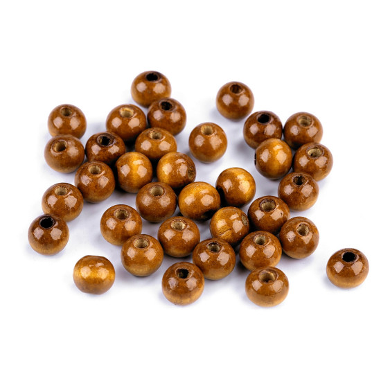Dřevěné korálky ø10 mm - Hnědá tmavá (20 Gramy)