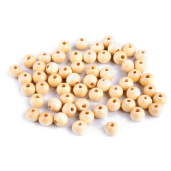 Koraliki drewniane ø8 mm - Naturalny jasny (100 Gramy)