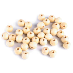 Koraliki drewniane ø10 mm - Naturalny jasny (100 Gramy)
