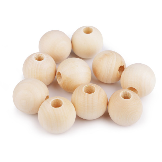 Perles en bois, sans finition, ø 25 mm - Naturel clair (10 Pièces) Perles en bois, sans finition, ø 25 mm - Naturel clair (10 Pièces)