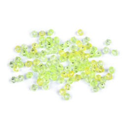 Plastic faceted beads 6x6 mm sun - Yellow green (100 Grams)