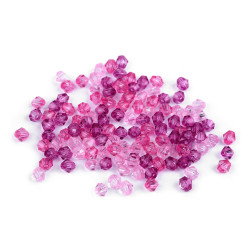 Plastic faceted beads 6x6 mm sun - Purple-pink (100 Grams)