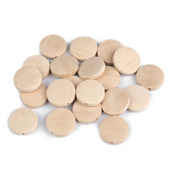 Koraliki drewniane nielakierowane ø20 mm - Naturalny jasny (20 Sztuki)