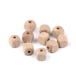 Koraliki drewniane kostka 12x12 mm - Naturalny średni (1000 Sztuki)