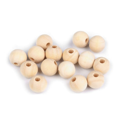 Koraliki drewniane nielakierowane ø14 mm - Naturalny jasny (200 Sztuki)