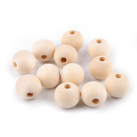 Perles en bois non peintes, ø 20 mm - Naturel clair (10 Pièces) Perles en bois non peintes, ø 20 mm - Naturel clair (10 Pièces)