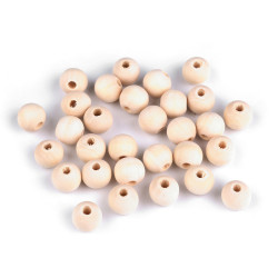 Dřevěné korálky nelakované ø12 mm - Přírodní sv. (200 Kusy)