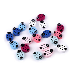 Koraliki drewniane 14x19 mm biedronka - Mix (100 Sztuki)