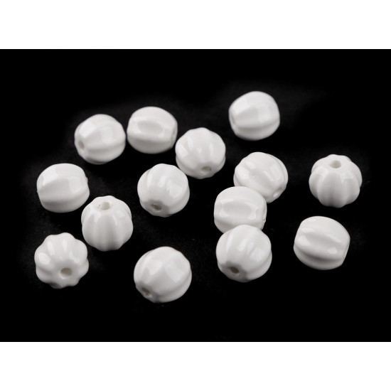 Perlen porzellan gerillt ø 13 mm - Hellgrün (30 Gramm) Perlen porzellan gerillt ø 13 mm - Hellgrün (30 Gramm)