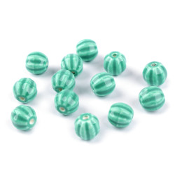 Perlen porzellan gerillt ø 13 mm - Pastelgrün (30 Gramm)