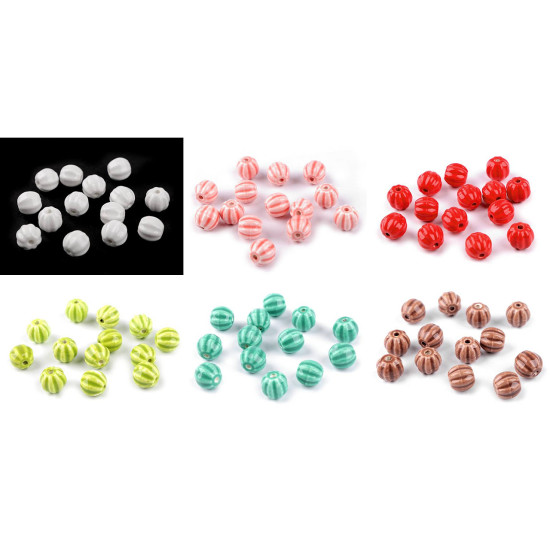 Perlen porzellan gerillt ø 13 mm - Hellgrün (30 Gramm) Perlen porzellan gerillt ø 13 mm - Hellgrün (30 Gramm)