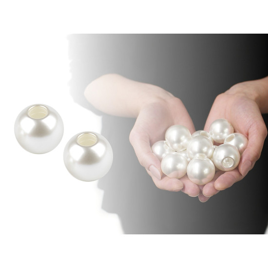 Perle di cera, in plastica, dimensioni: ø 30 mm - Perla (10 Pezzi) Perle di cera, in plastica, dimensioni: ø 30 mm - Perla (10 Pezzi)