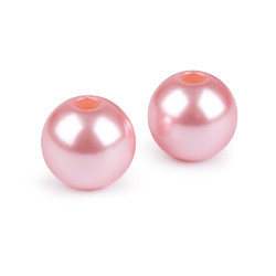Perle di cera, in plastica, dimensioni: ø 30 mm - Rosa (10 Pezzi)