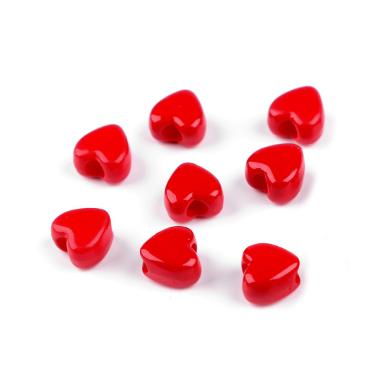 Koraliki plastikowe 8 mm serduszka - Czerwony (5 Gramy) Koraliki plastikowe 8 mm serduszka - Czerwony (5 Gramy)