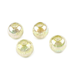 Plastic beads with ab effect ø20 mm - White yellow (20 Pieces)