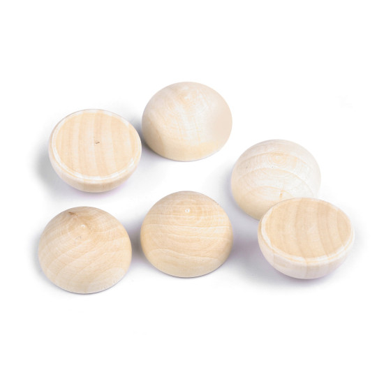 Demi-perles/billes en bois pour création diy, ø 30 mm - Naturel clair (6 Pièces) Demi-perles/billes en bois pour création diy, ø 30 mm - Naturel clair (6 Pièces)