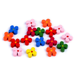 Koraliki drewniane ø15 mm kwiat - Mix (20 Gramy)