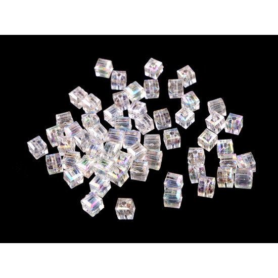 Plastic beads with ab effect 6x6 mm, cube - Violet lilac (10 Grams) Plastic beads with ab effect 6x6 mm, cube - Violet lilac (10 Grams)