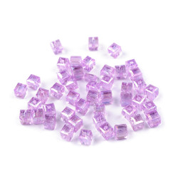 Plastic beads with ab effect 6x6 mm, cube - Violet lilac (10 Grams)