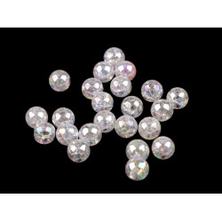 Perle in plastica, con effetto ab, dimensioni: ø 8 mm - Bianco (10 Grammi)