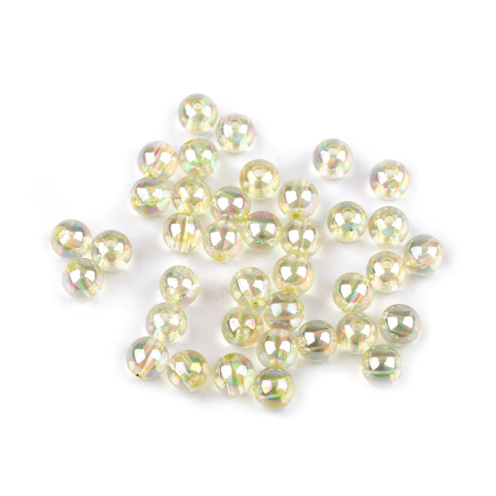 Plastic rainbow beads ø8 mm - Lightest yellow (100 Grams)