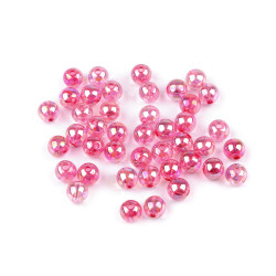 Plastic rainbow beads ø8 mm - Pink (10 Grams)