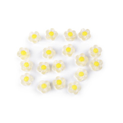 Koraliki plastikowe kwiaty matowe ø13 mm - Biało-żółty (10 Gramy)